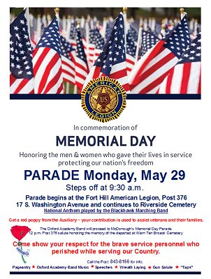 Oxford Memorial Day Parade, Post 376 poster - 2017