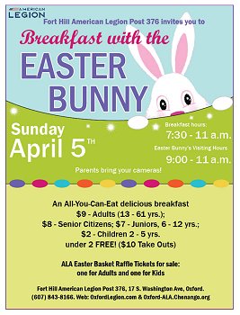 Easter Bunny Breakfast poster April 5, 2026